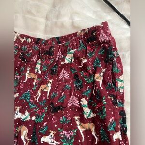 Lands End M 10/12 Women’s Red Flannel Doxie Lab Dog Print Xmas PJ Lounge Pants